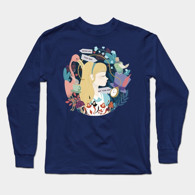 Alice in Wonderland Long Sleeve T-Shirt by JCW Illustrates